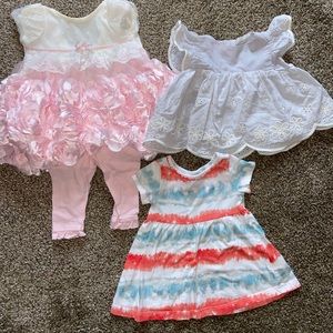 0-3 Month. Bundle of 3 dresses.